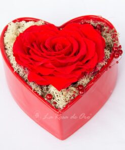 Rosa preservada base corazon roja