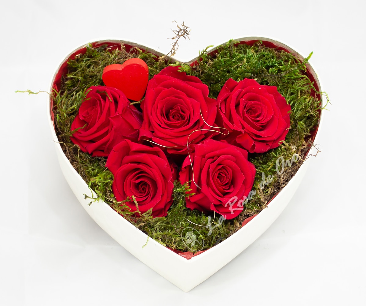 Rosas Preservadas Base Corazón - Floristería La Rosa de Oro