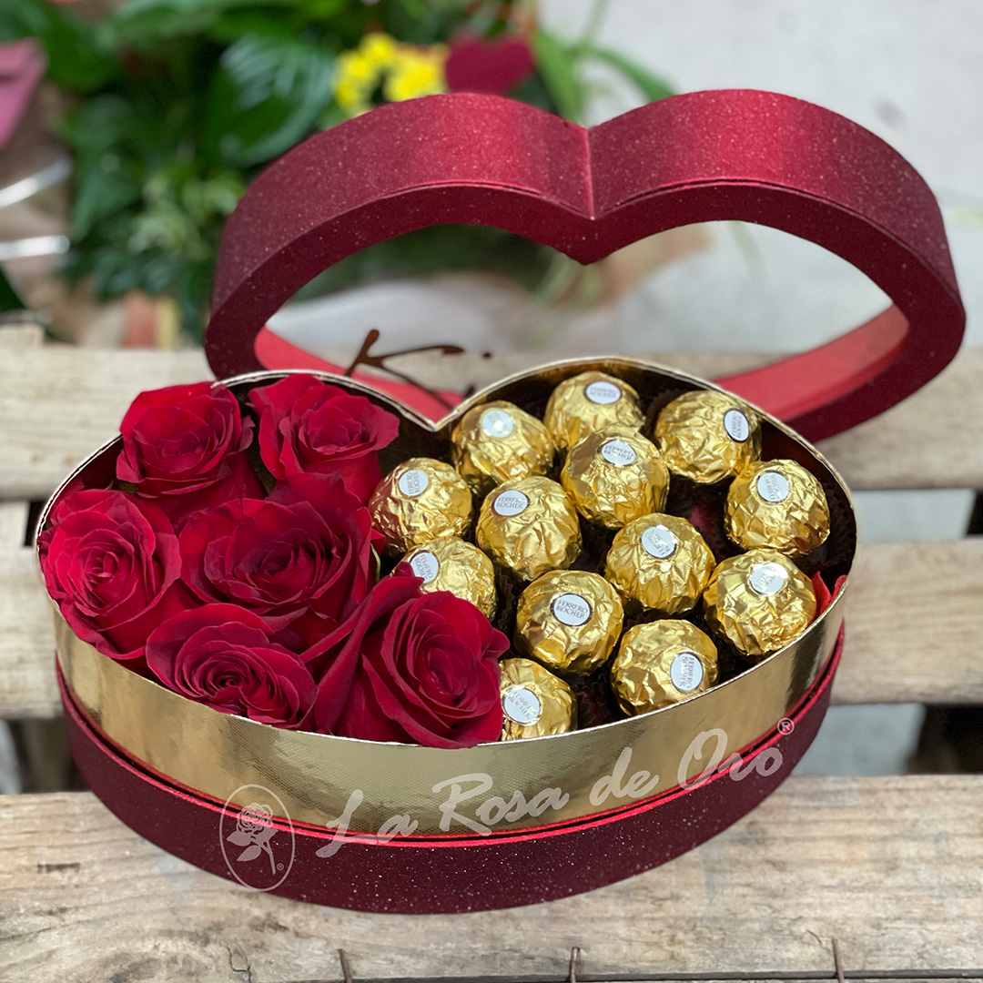 Caja San Valentín KISS - Floristería La Rosa de Oro