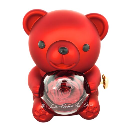 oso joyero rosa eterna y collar