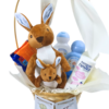 Bienvenido al Mundo – Cesta de nacimiento con peluche y productos para bebé