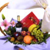 Gran Cesta Gourmet de Oro, Frutas, vino y bombones