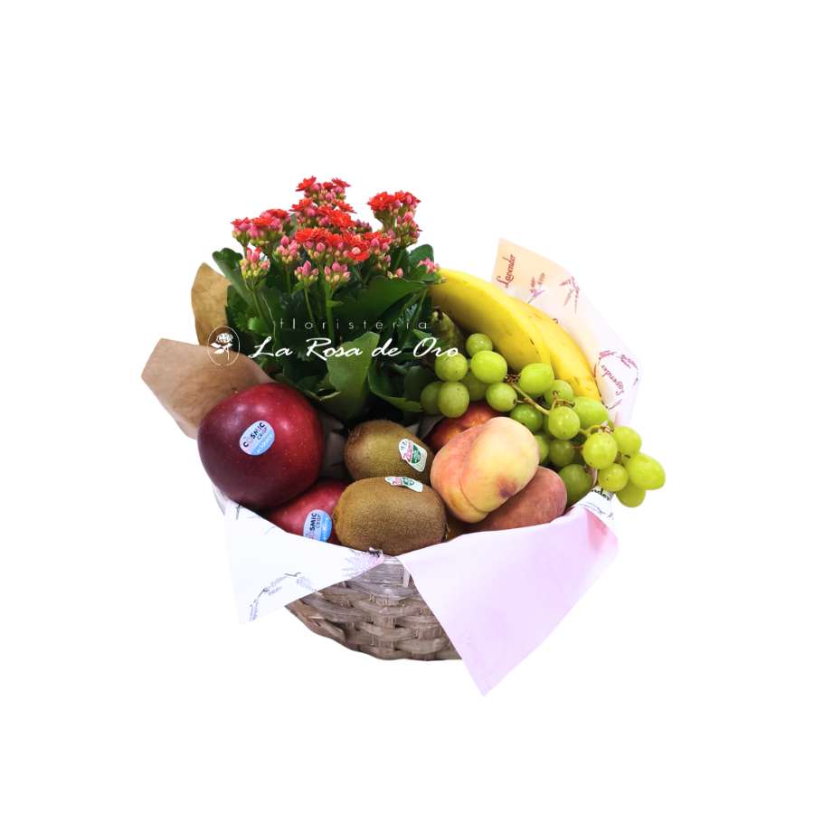 Jardín Frutal: cesta de frutas frescas con planta