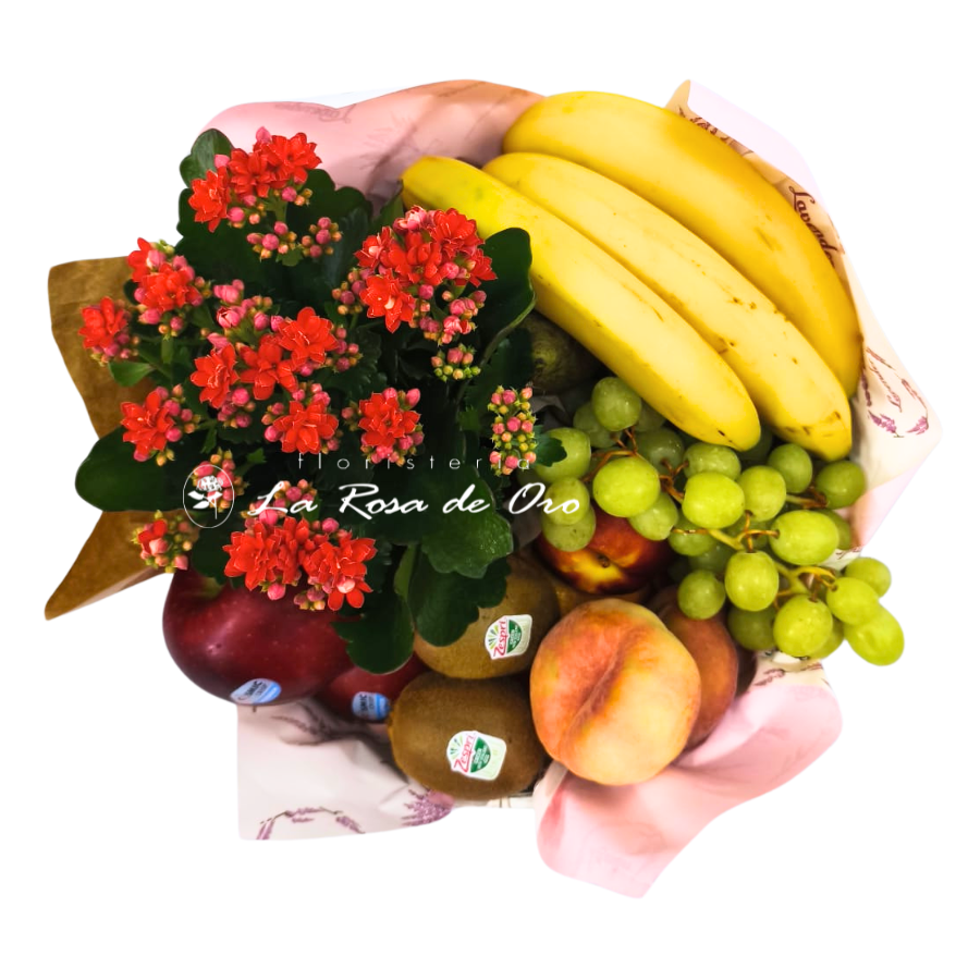 Jardín Frutal: cesta de frutas frescas con planta